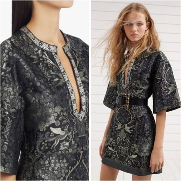 ETRO Metallic Mythological Ornamental Caftan Dress Matelasse Jacquard Pegasus 4 - Picture 1 of 16
